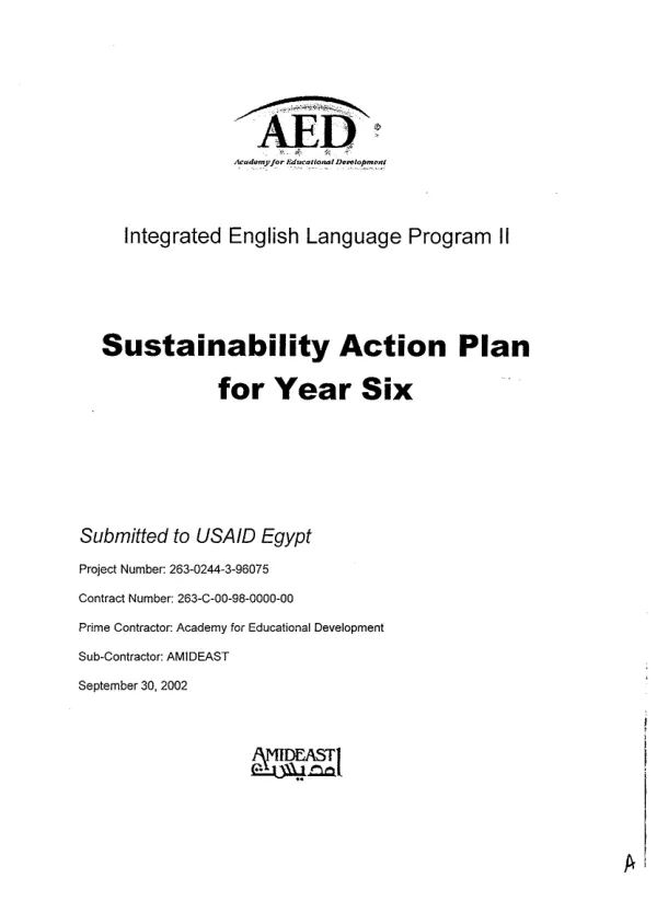 Integrated English language program II : sustainability action plan for year six