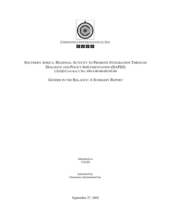 Gender in the balance : a summary report