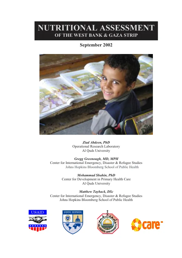 Nutritional assessment of the West Bank & Gaza Strip