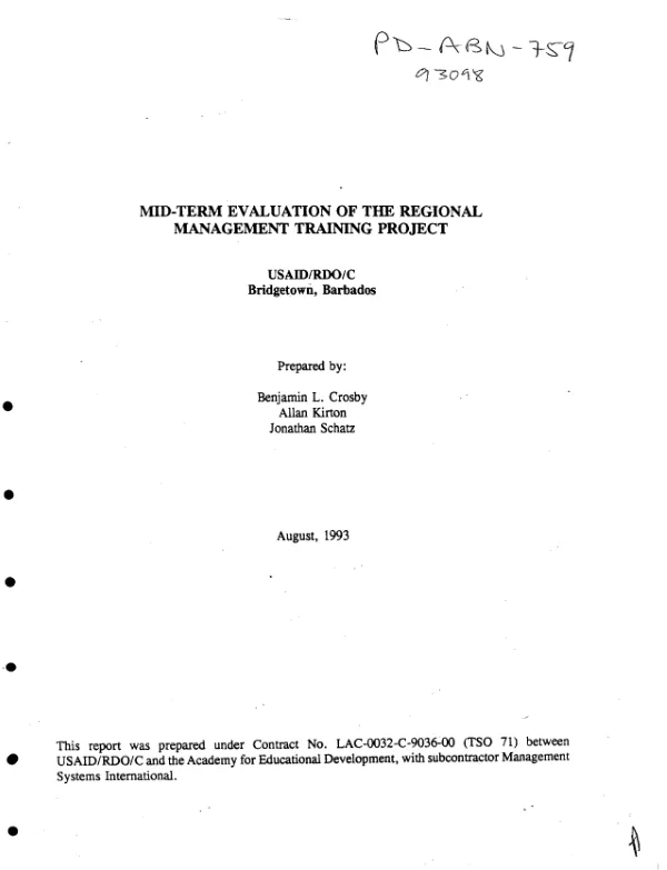 Mid-term evaluation of the regional management training project