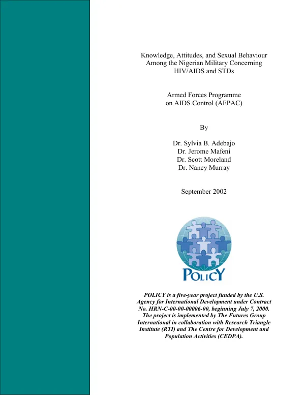 Knowledge, attitudes, and sexual behavior among the Nigerian military concerning HIV/AIDS and STDs