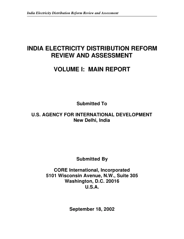 India electricity distribution reform review and assessment