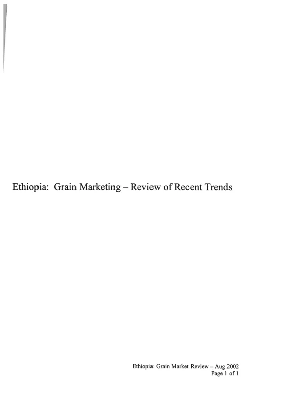 Ethiopia : grain marketing -- review of recent trends