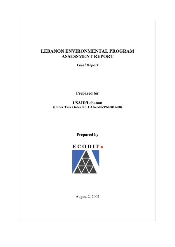 Lebanon environmental program assessment report