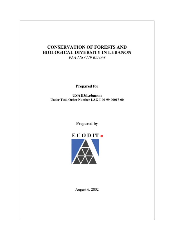 Conservation of forests and biological diversity in Lebanon : FAA 118/119 report