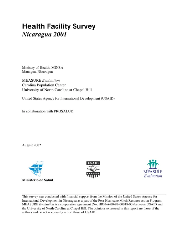 Health facility survey : Nicaragua 2001
