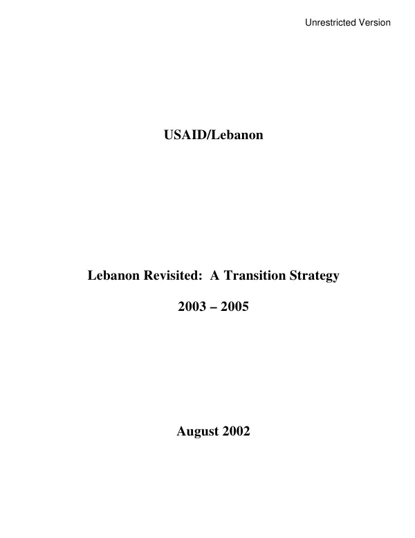 Lebanon revisted : a transition strategy 2003-2005