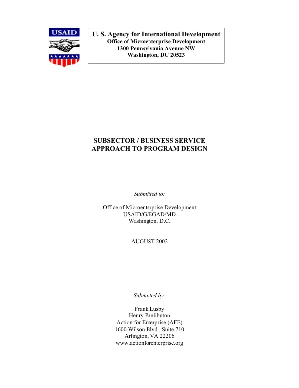Subsector/business service approach to program design