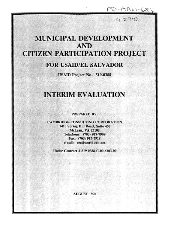 Municipal development and citizen participation project for USAID/El Salvador : USAID project no. 519-0388 -- interim evaluation