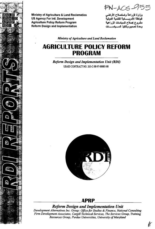 Agricultural employment policy : towards a solution of the labor mismatch problem in the Egyptian agricultural sector