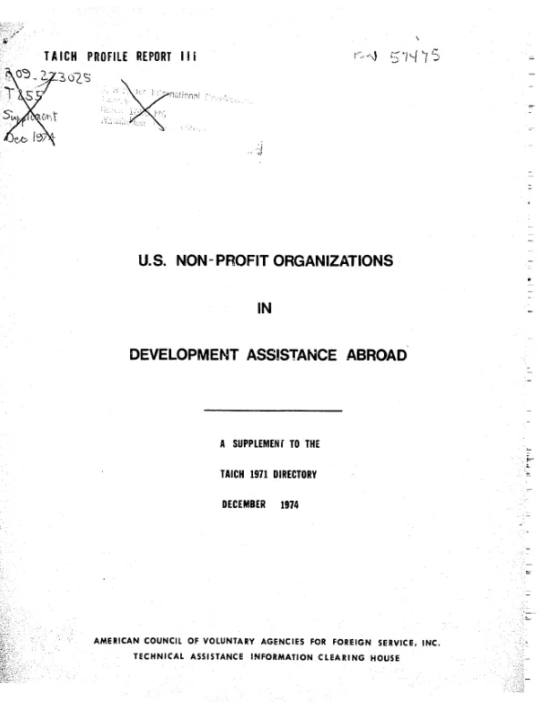 U.S. non-profit organizations in development assistance abroad : a supplement to the TAICH 1971 directory