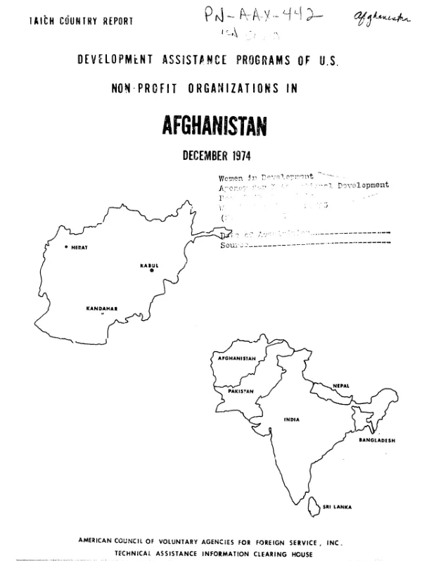 Development assistance programs of US non-profit organizations in Afghanistan