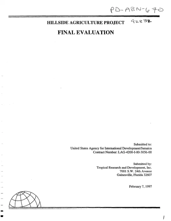 Hillside agriculture project : final evaluation