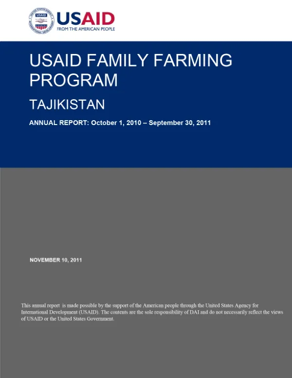 Annual report: October 1, 2010 – September 30, 2011