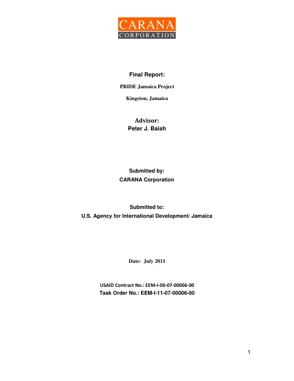 Final Report: Jamaica Customs Risk Management Framework Modernization