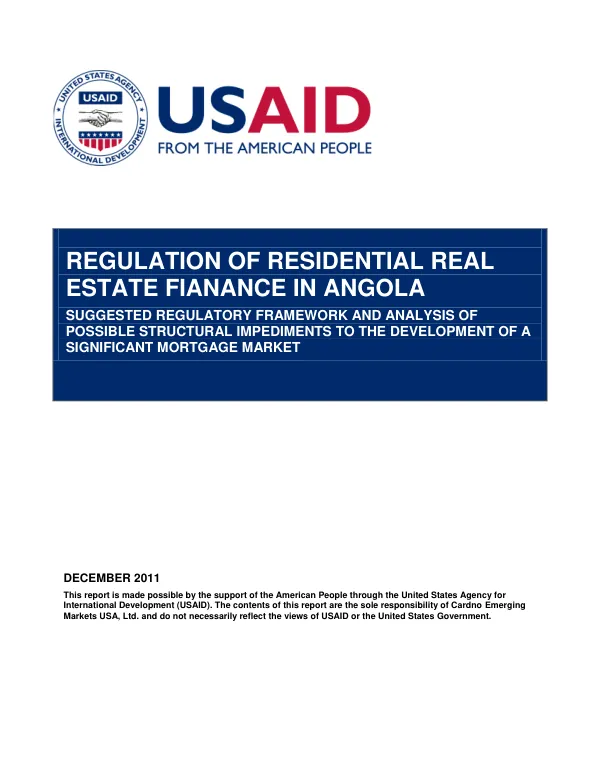 Regulation of Residential Real Estate Finance in Angola