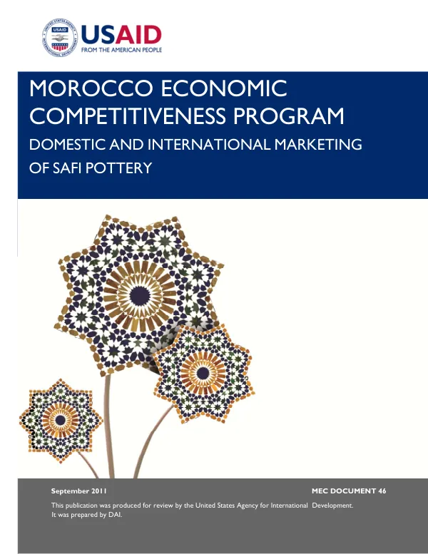 Morocco economic competitiveness program: domestic and international marketing of Safi pottery