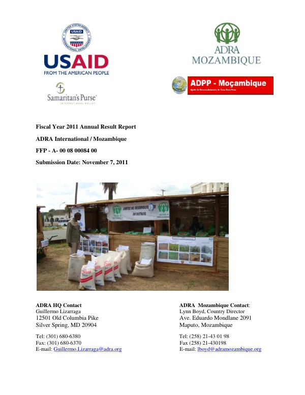 FY 2011 ARR ADRA Mozambique FFP A 00 08 00084 00