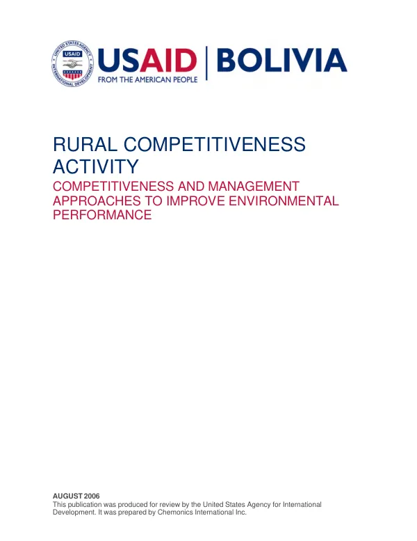 Rural competitiveness activity : competitiveness and management approaches to improve environmental performance