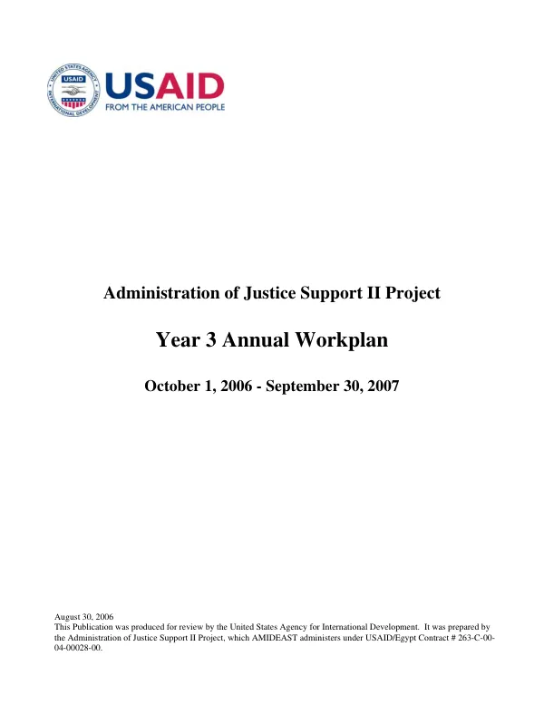 Administration of justice support II project : year 3 annual workplan, October 1, 2006-September 30, 2007