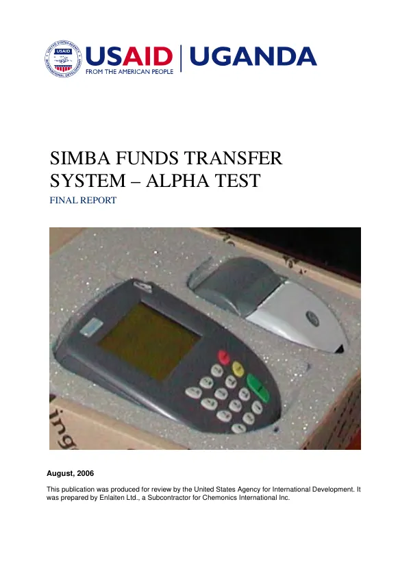 SIMBA funds transfer system-alpha test : final report