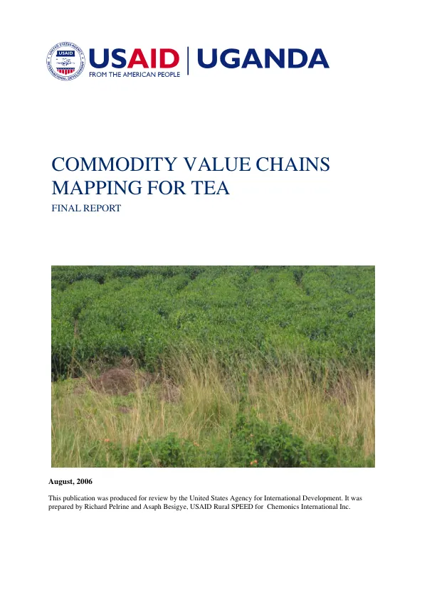 Commodity value chains mapping for tea : final report
