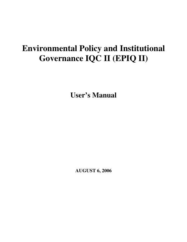 Environmental policy and institutional governance IQC II (EPIQ II)