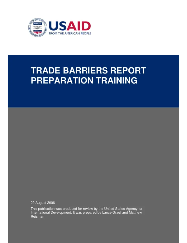 Trade barriers report preparation training