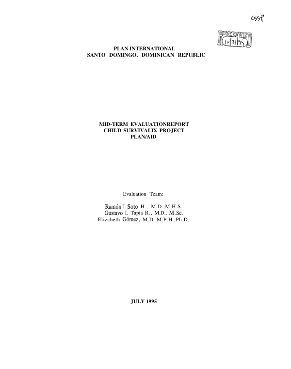 Mid-term evaluation report : child survival IX project -- PLAN/AID