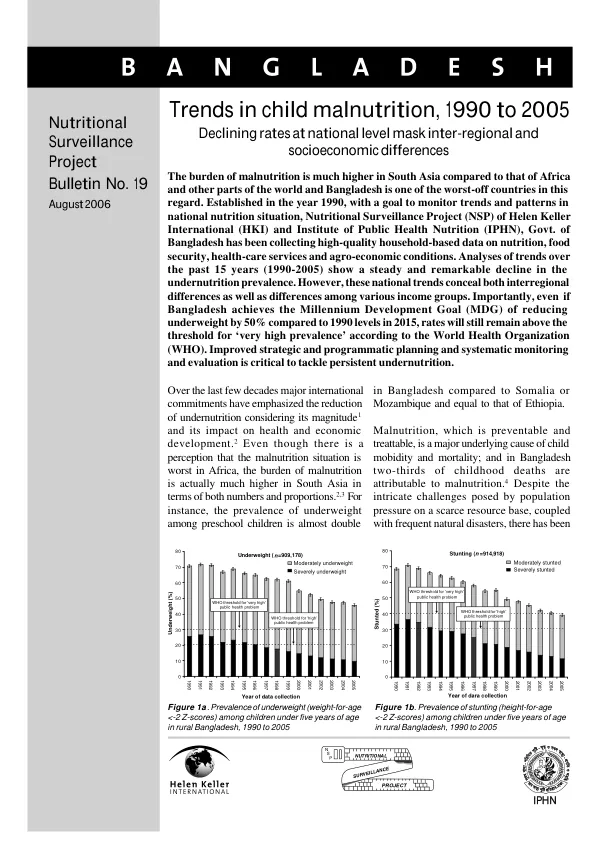 Trends in child malnutrition, 1990 to 2005 : declining rates at national level mask inter-regional and socioeconomic differences