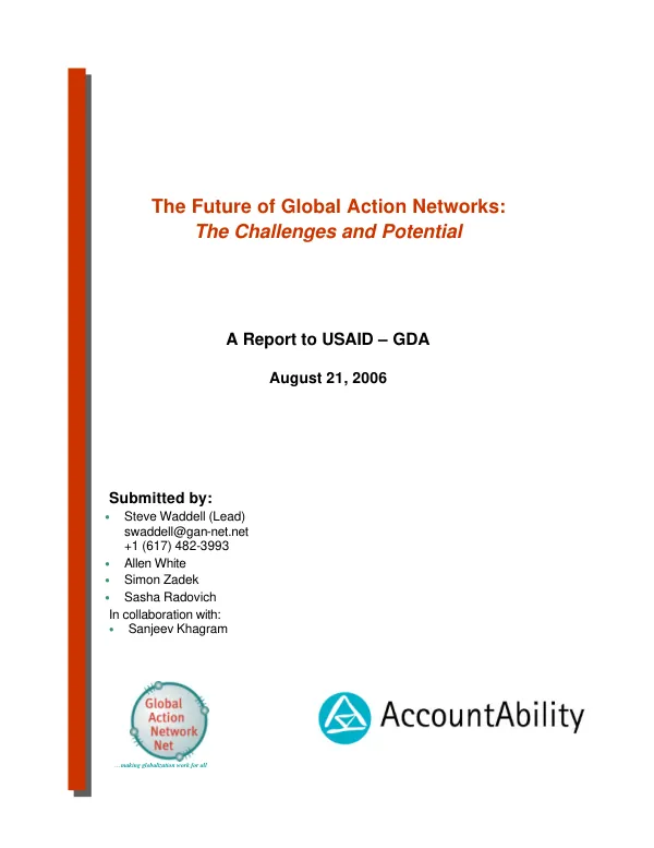 The future of global action networks : the challenges and potential