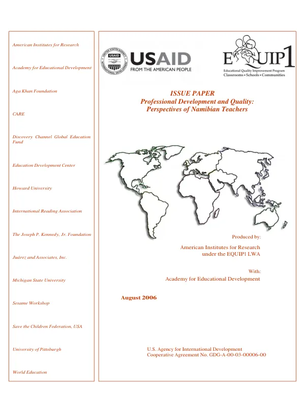 Issue paper -- professional development and quality : perspectives of Namibian teachers