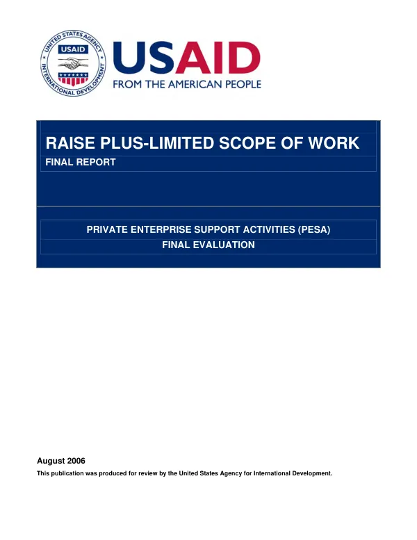 Private enterprise support activities (PESA) final evaluation : final report