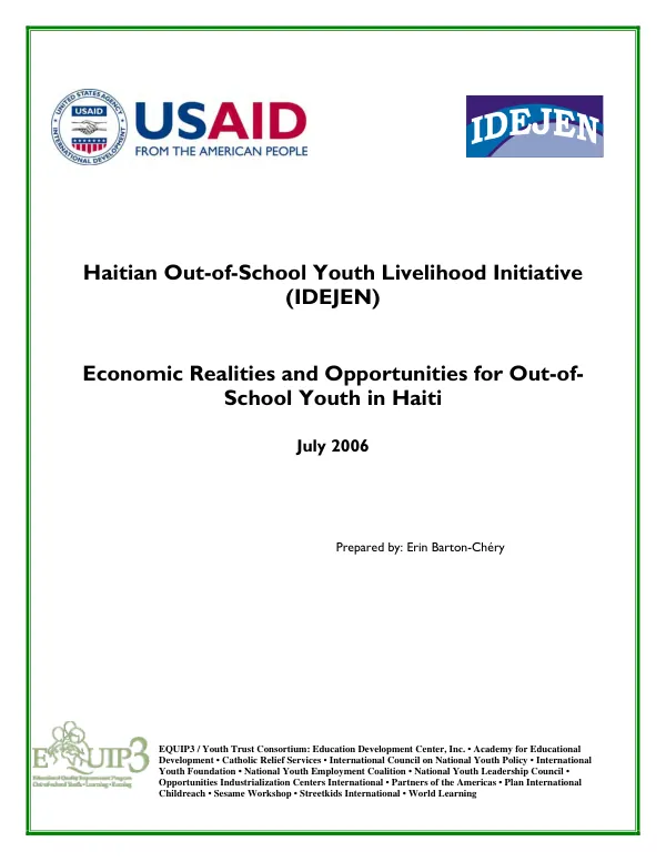 Economic realities and opportunities for out-of-school youth in Haiti