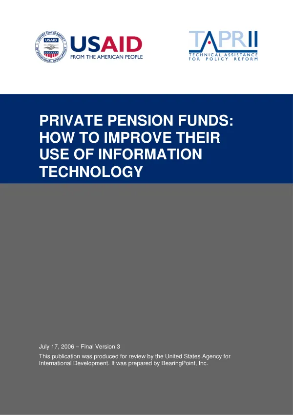 Private pension funds : how to improve their use of information technology