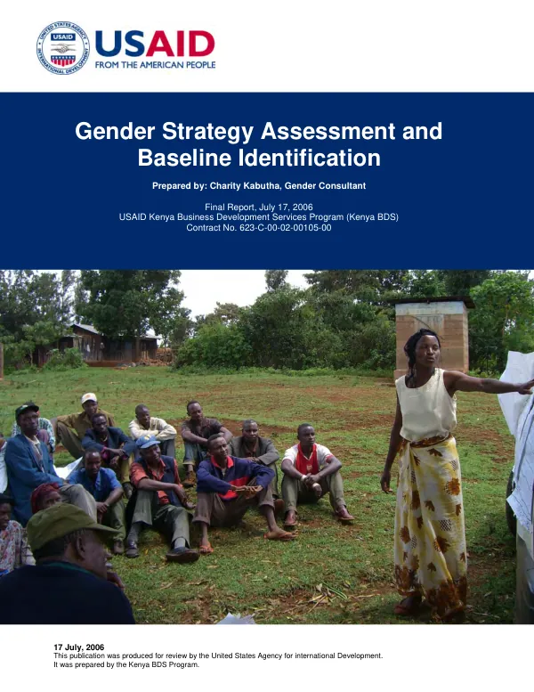 Gender strategy assessment and baseline identification