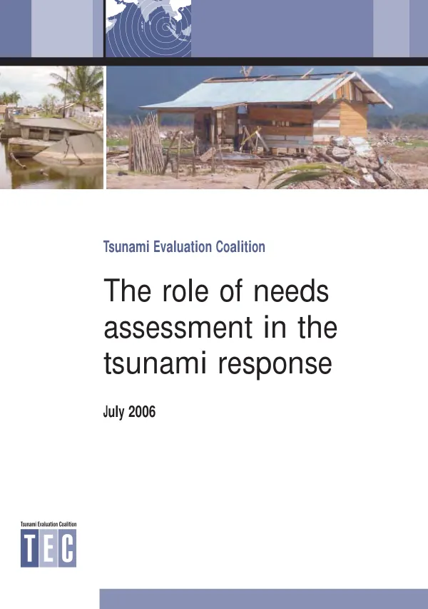 The role of needs assessment in the tsunami response