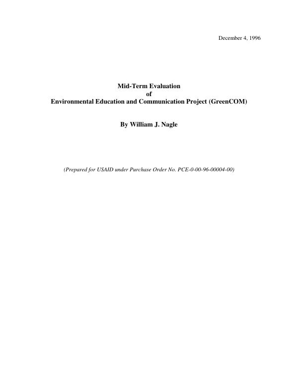 Mid-term evaluation of environmental education and communication project (GreenCom)