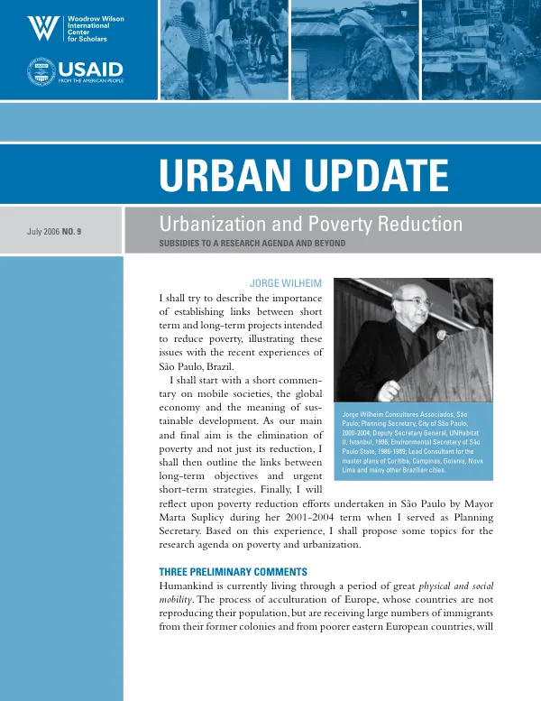 Urbanization and poverty reduction : subsidies to a research agenda and beyond