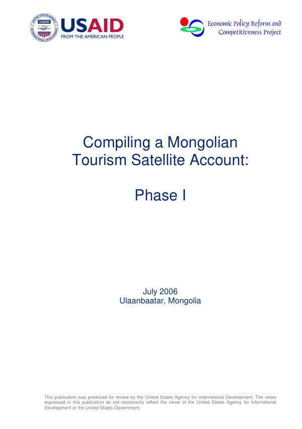 Compiling a Mongolian tourism satellite account : phase I