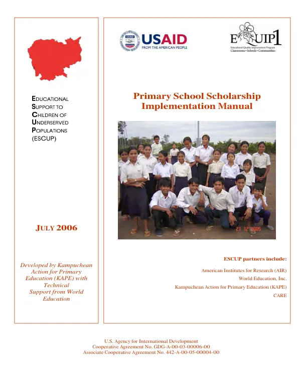 Primary school scholarship implementation manual