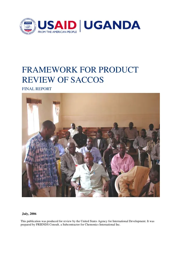 Framework for product review of SACCOs : final report