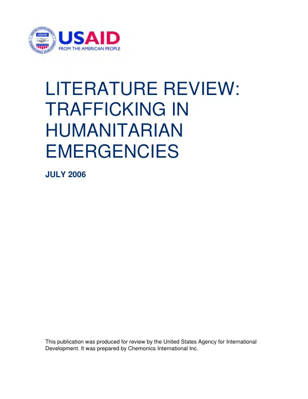 Literature review : trafficking in humanitarian emergencies