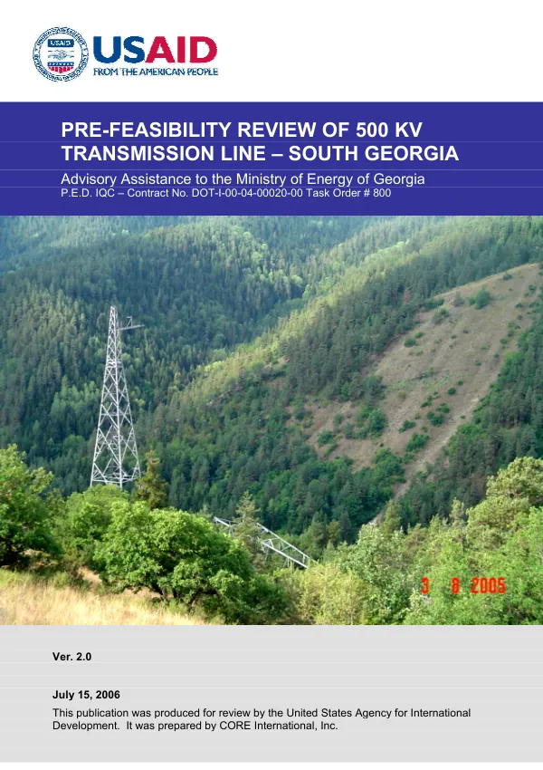 Pre-feasibility review of 500 KV transmission line - South Georgia