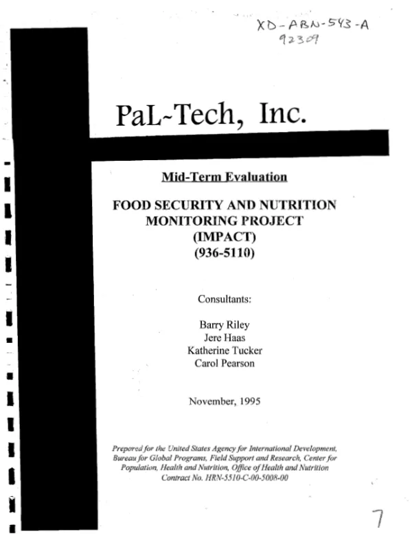 Mid-term evaluation : food security and nutrition monitoring project (IMPACT) (936-5110)
