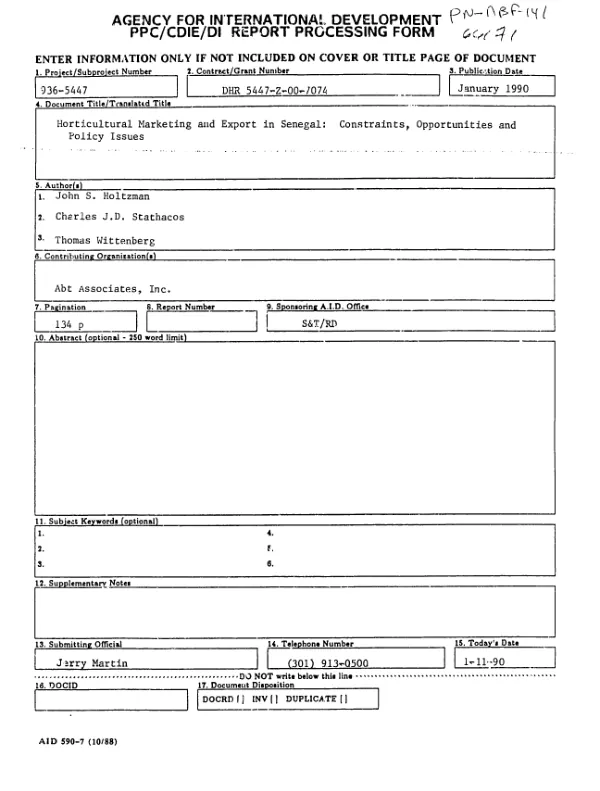 Congo livelihood improvement and food security project : cooperative agreement no. 623-A-00-03-00068-00 -- end of project survey