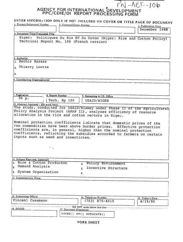 Congo livelihood improvement and food security project : cooperative agreement no. 623-A-00-03-00068-00 -- final report