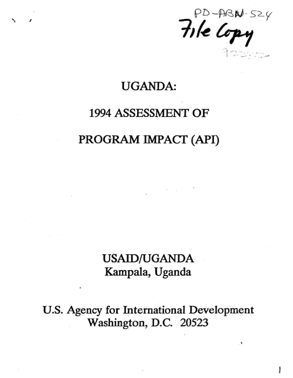 Uganda : 1994 assessment of program impact (API)
