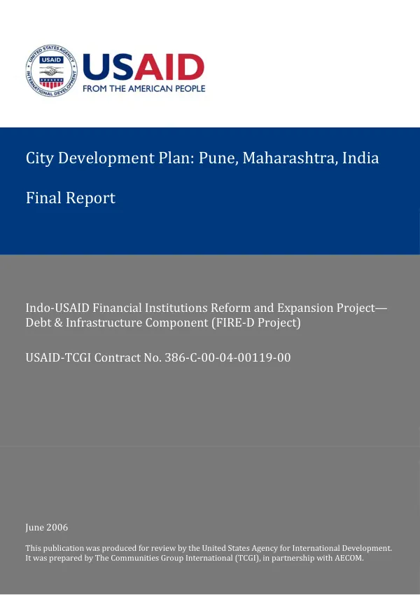 City development plan : Pune, Maharashtra, India -- final report
