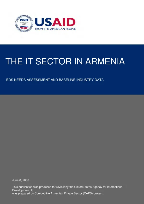 The IT sector in Armenia : BDS needs assessment and baseline industry data